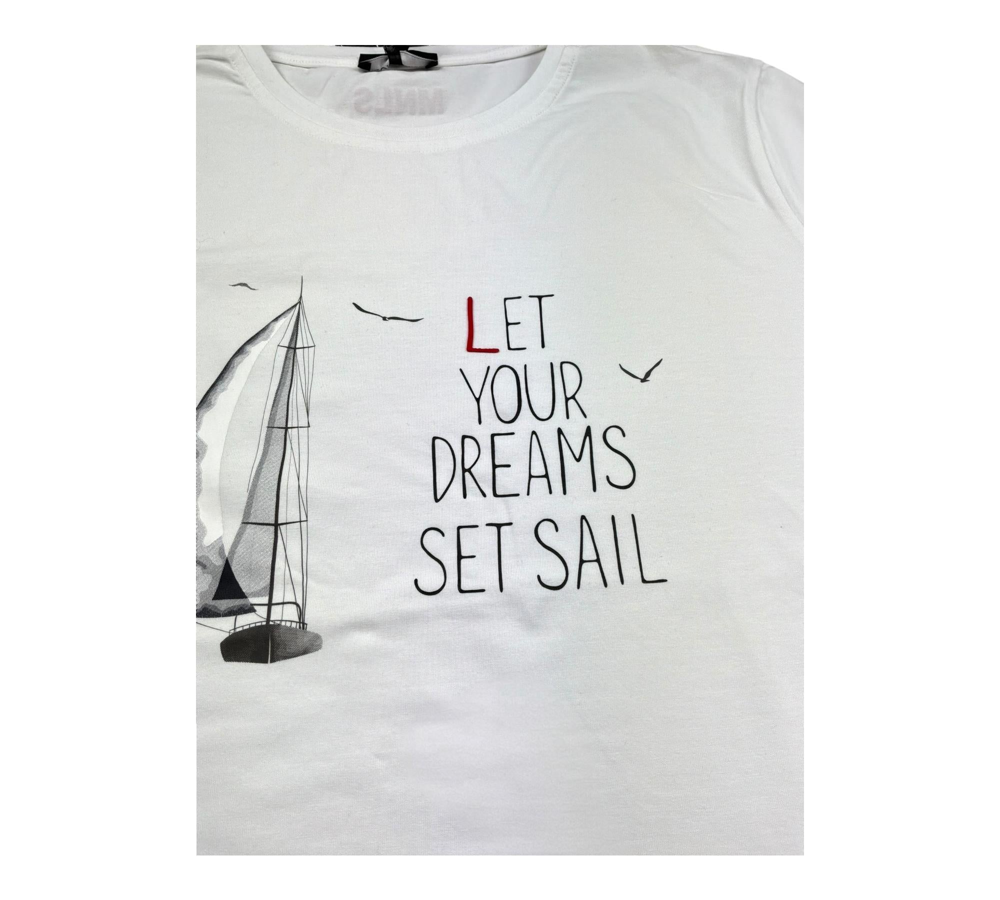 Monnalisa T-Shirt Girocollo Tinta Unita con Stampa per Bambino 255602 BIANCO MONNALISA 