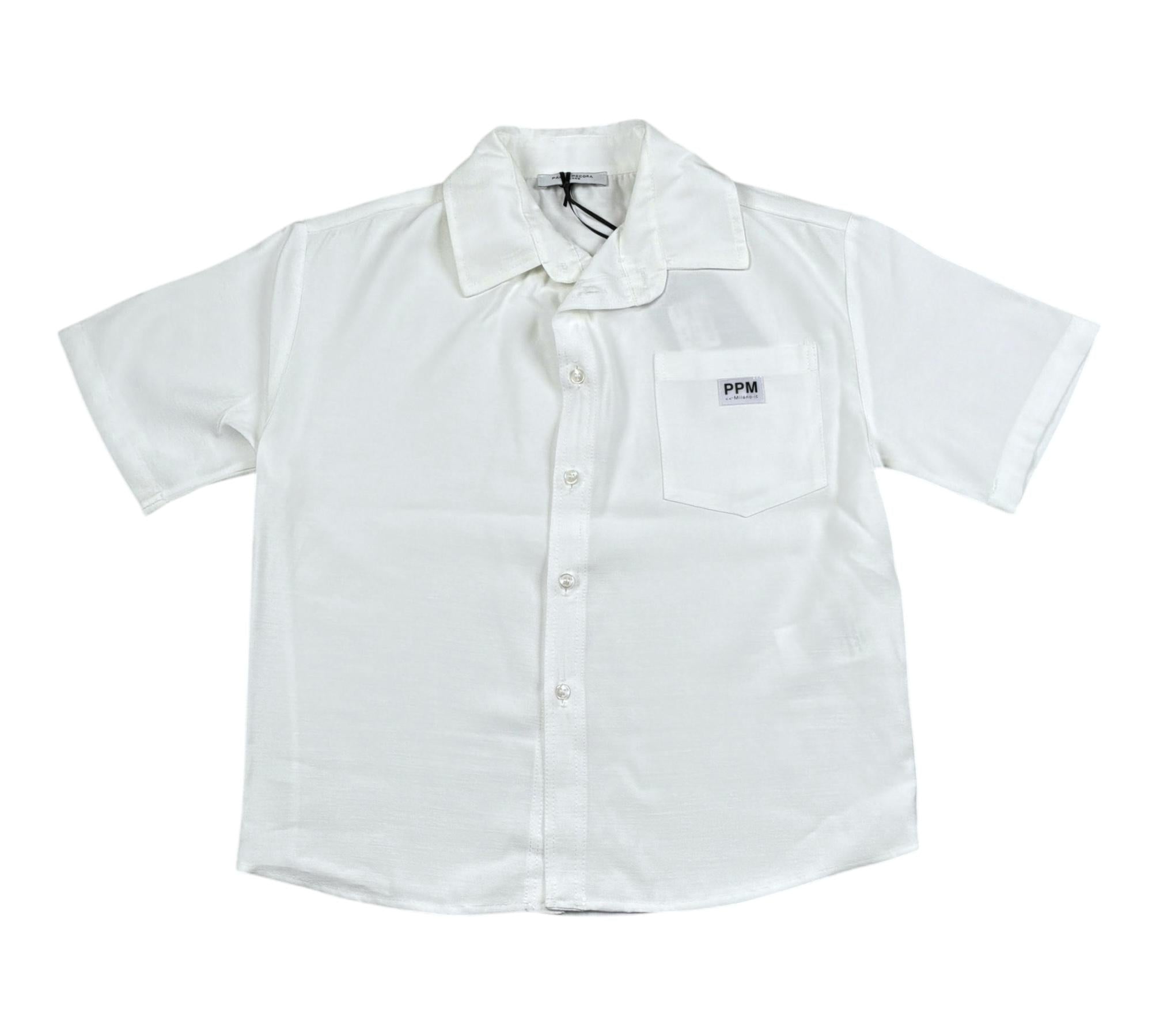 Paolo Pecora Camicia Mezza Manica Tinta Unita per Bambino PP4302 BIANCO PAOLO PECORA 