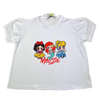 Mousse T-Shirt Girocollo Tinta Unita con Stampa per Bambina SKTS375W BIANCO MOUSSE 