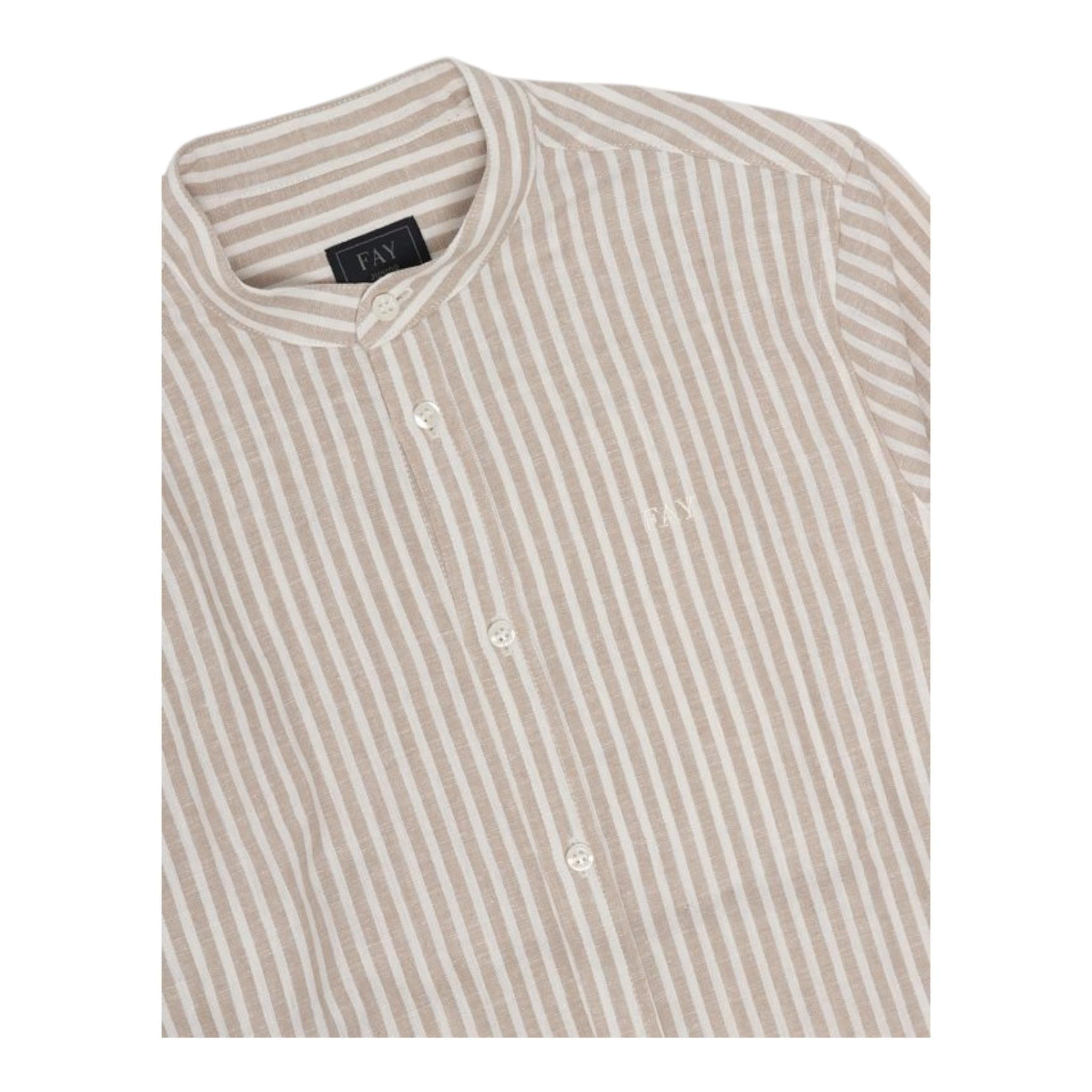 Fay Camicia Tinta Unita con Fantasia A Righe per Bambino FU5P00 BEIGE FAY 