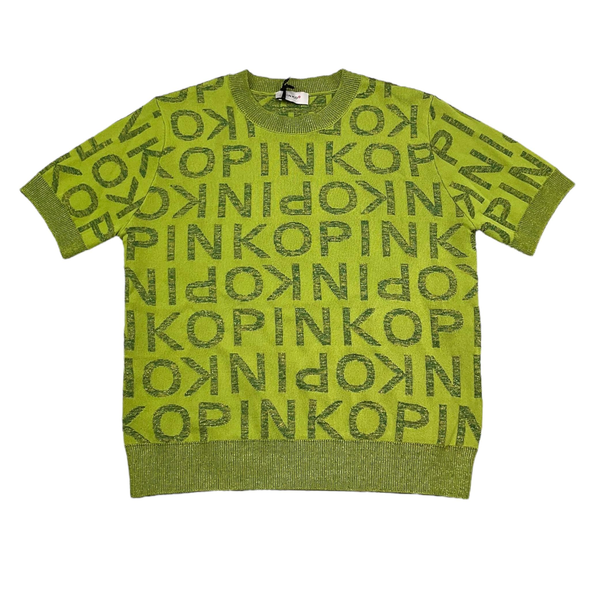 Pinko T-Shirt Girocollo Tinta Unita con Logo per Bambina KFMA006 VERDE PINKO 