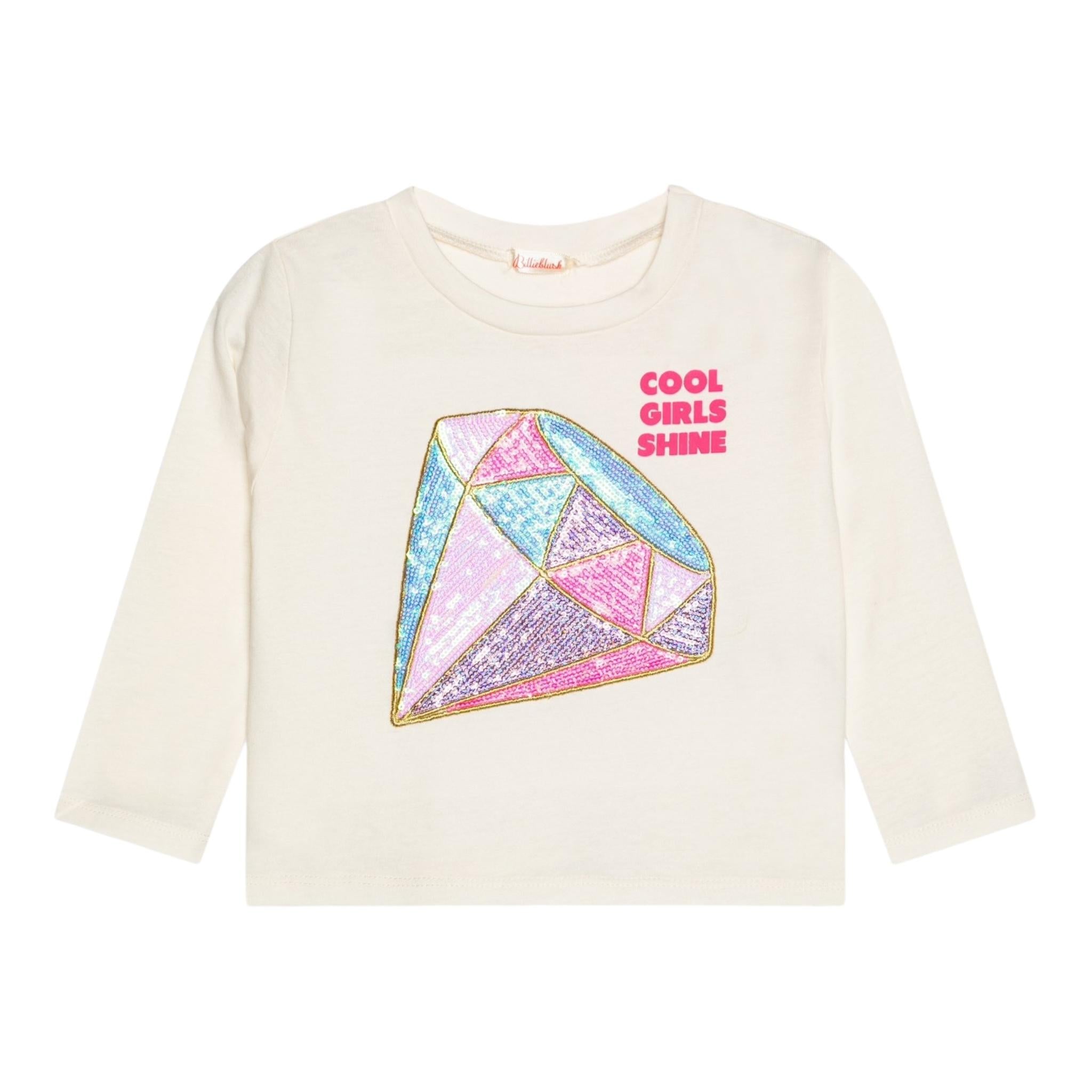 BillIEBLUSH shirt girocollo tinta unita con stampa paillettes Panna per Neonata U20475X PANNA BillIEBLUSH 