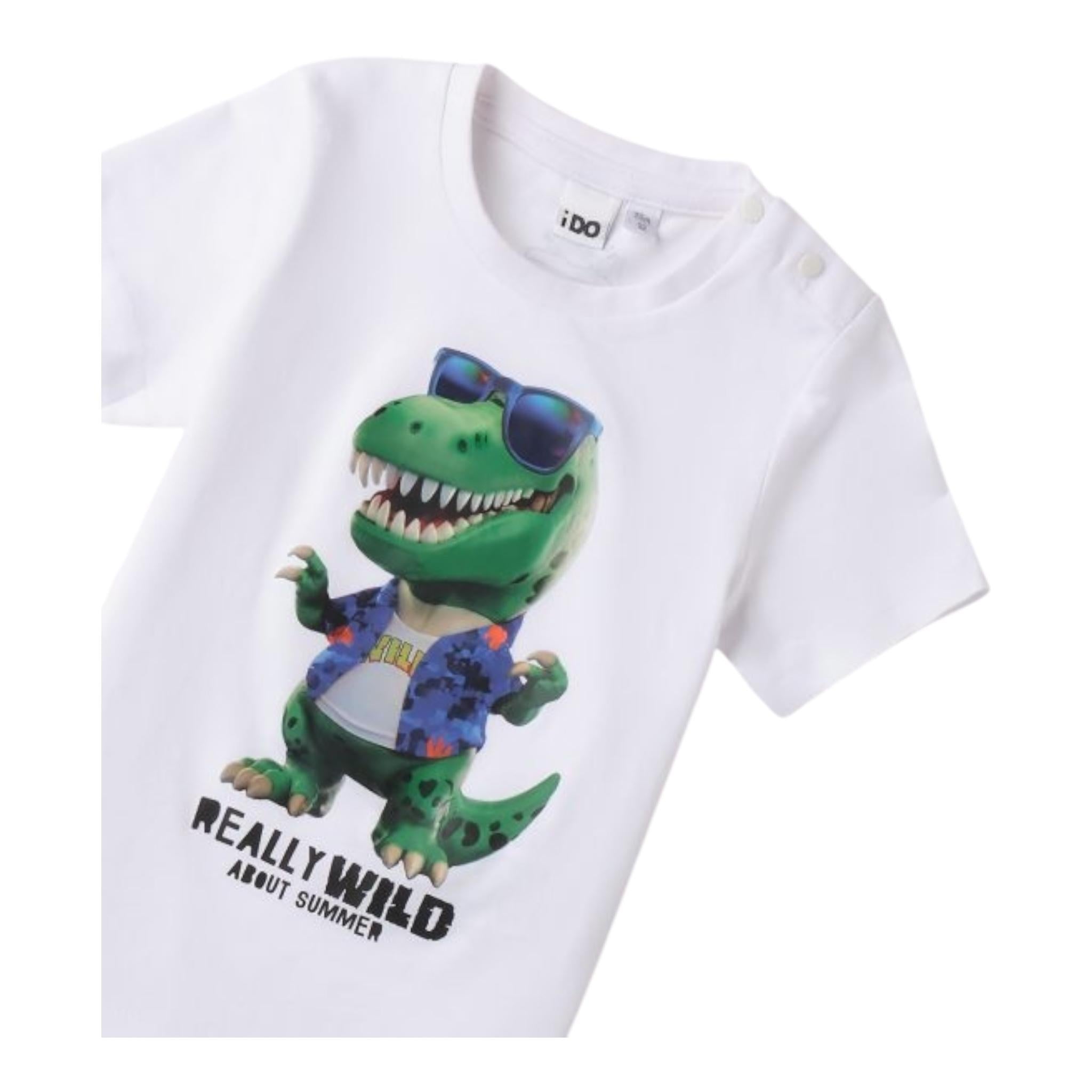 I Do T-Shirt Girocollo Tinta Unita con Stampa per Bambino 4B463 BIANCO I DO 