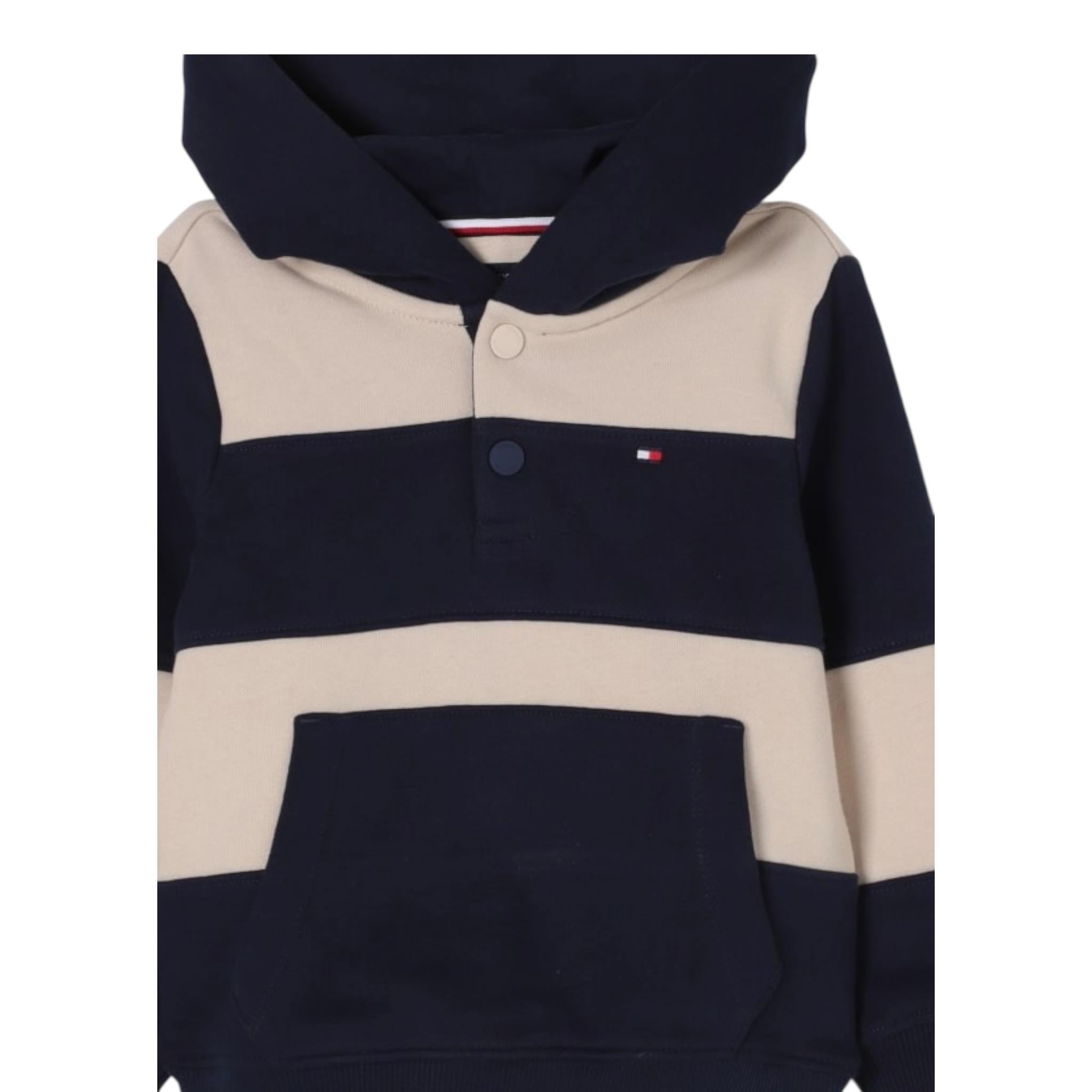 Tommy Hilfiger Felpa Bicolore con Cappuccio per Bambino KB0KB09313 BLU TOMMY HILFIGER 