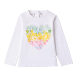 Sarabanda Shirt Girocollo Tinta Unita con Stampa per Bambina 0B206 BIANCO SARABANDA 