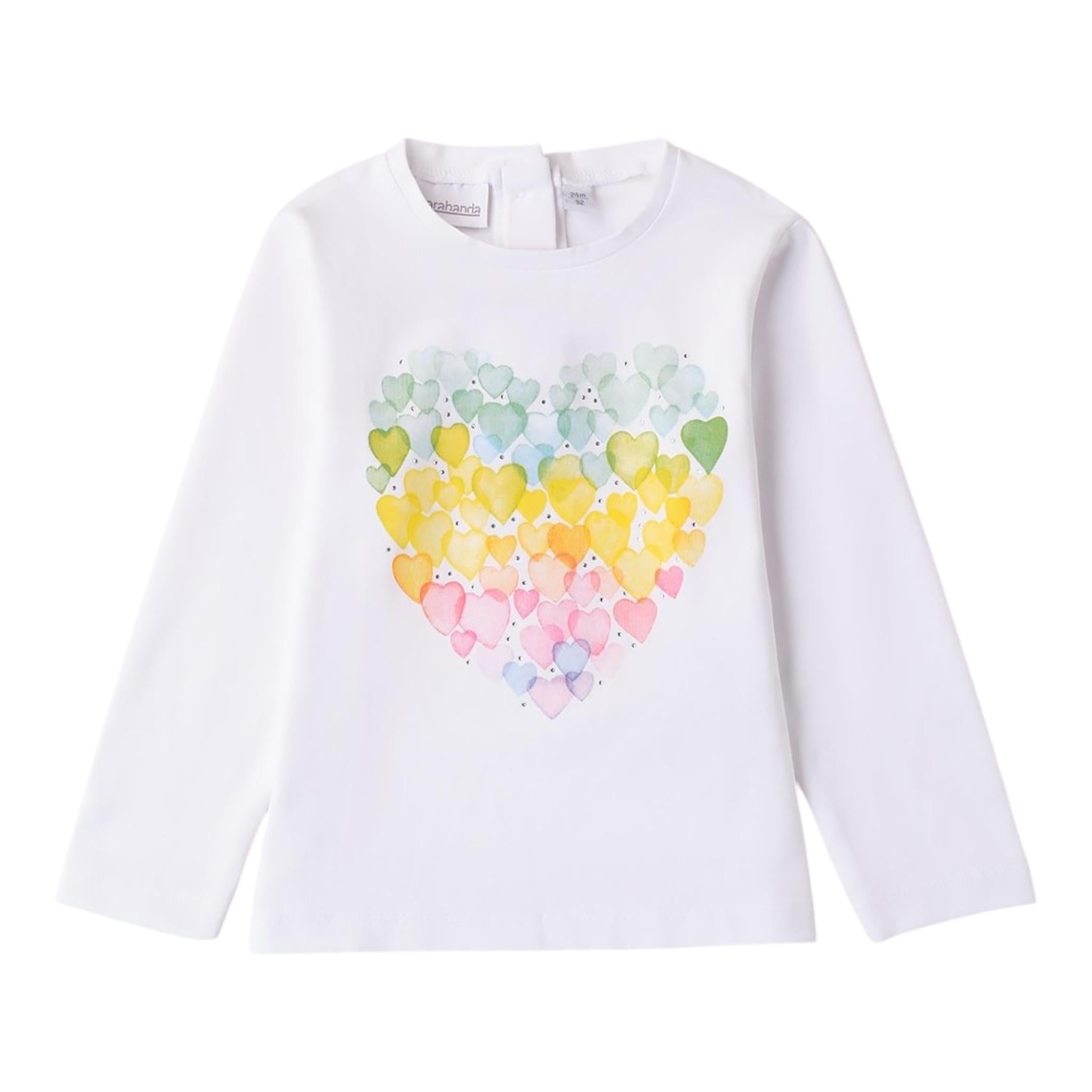 Sarabanda Shirt Girocollo Tinta Unita con Stampa per Bambina 0B206 BIANCO SARABANDA 