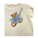 LIU JO shirt girocollo tinta unita con stampa brillantinata e fiocco Panna per Bambina KF4066X PANNA LIU JO 