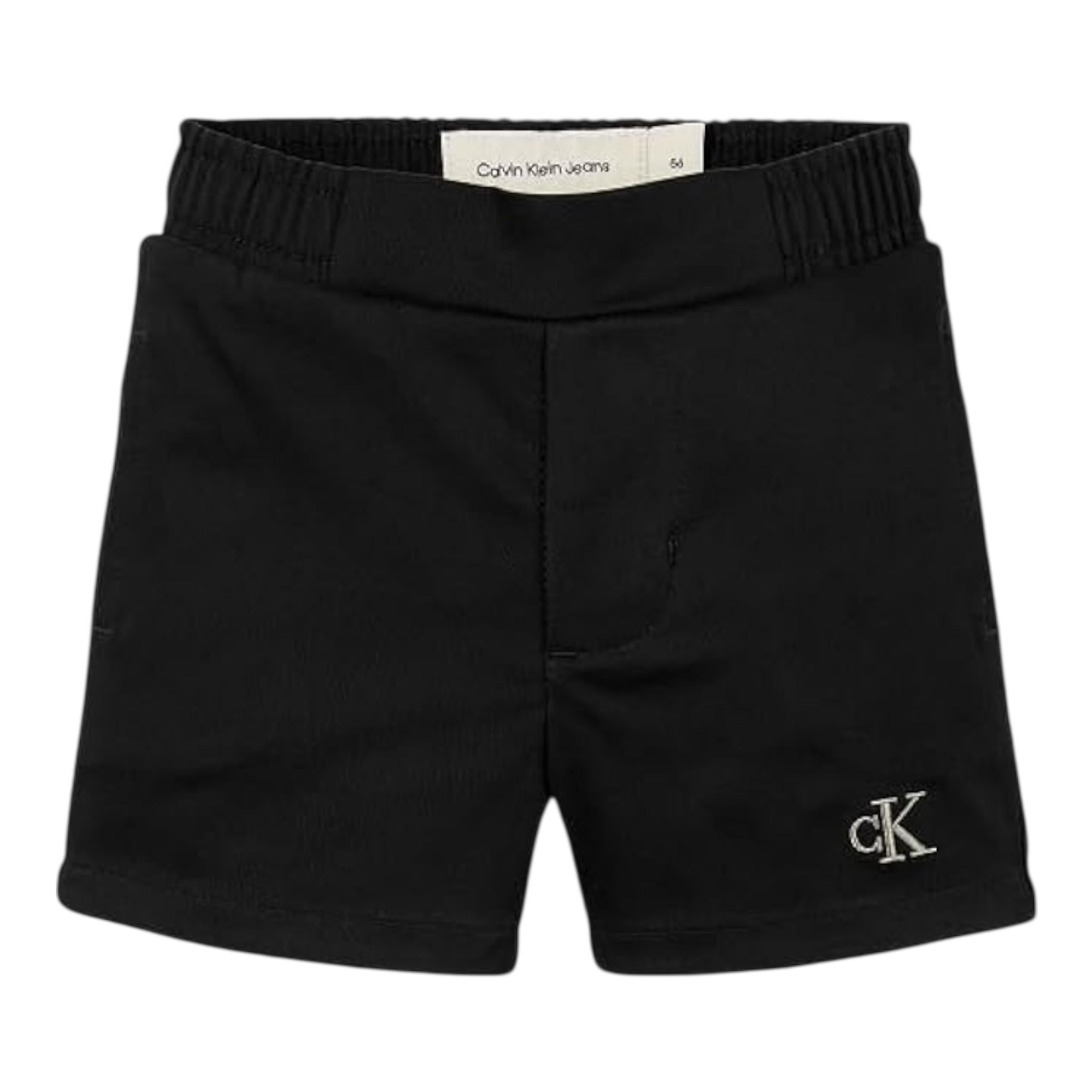 Calvin Klein Short Tinta Unita con Elastico In Vita per Neonata IN0IN00317X NERO CALVIN KLEIN 