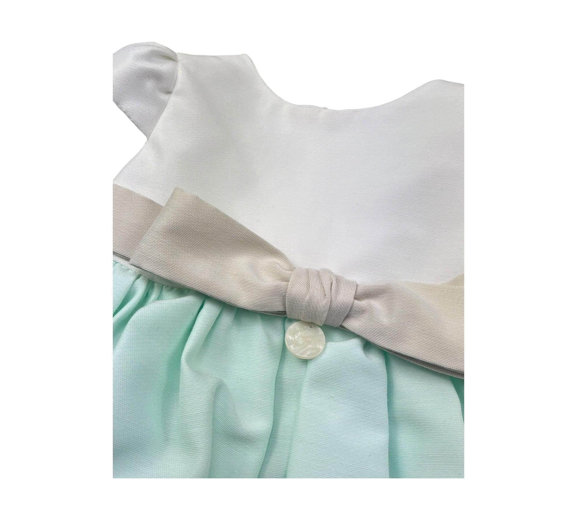 Le Bebe Abito Mezza Manica Bicolore per Neonata LBG6432 VERDE ACQUA LE BEBE 