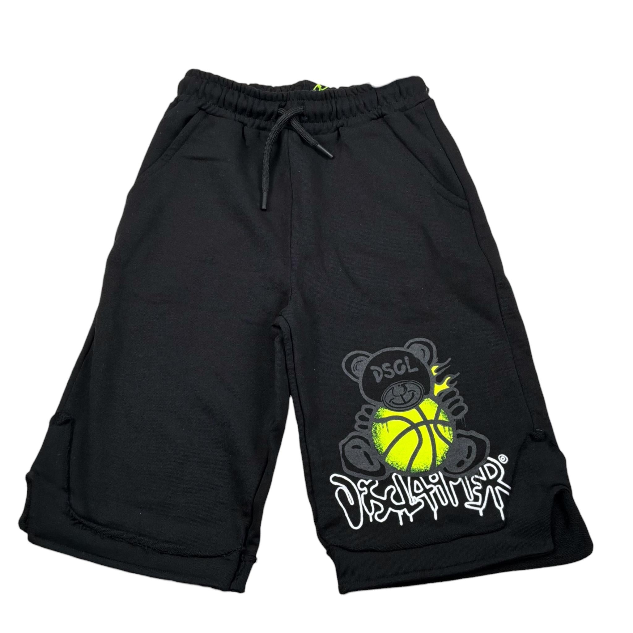 Disclaimer Bermuda Felpa tinta unita con Logo Nero per Bambino 23EDK53814 NERO DISCLAIMER 