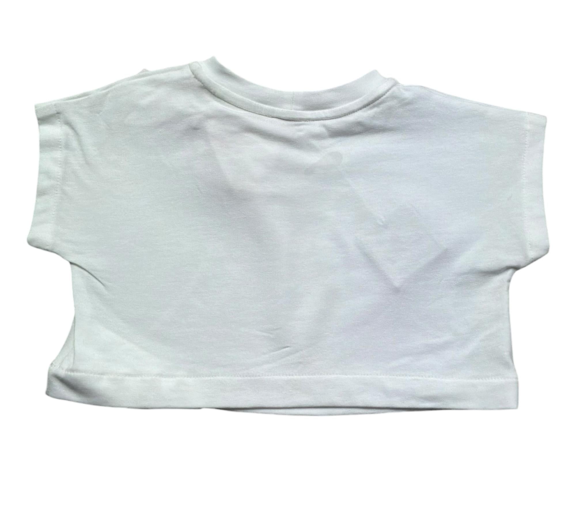 Le Bebe T-Shirt Girocollo Tinta Unita con Fiocco Modello Crop per Neonata LBG6427 BIANCO LE BEBE 