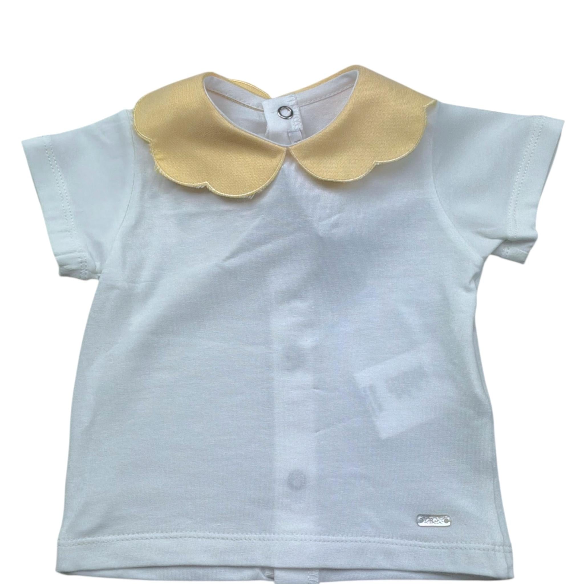 Le Bebe' T-Shirt Tinta Unita con Colletto per Neonata LBG6401 BIANCO LE BEBE' 