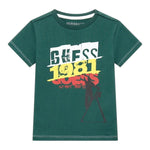 Guess T-Shirt Girocollo Tinta Unita con Stampa per Neonato N5RI02K8HM4N VERDE GUESS 