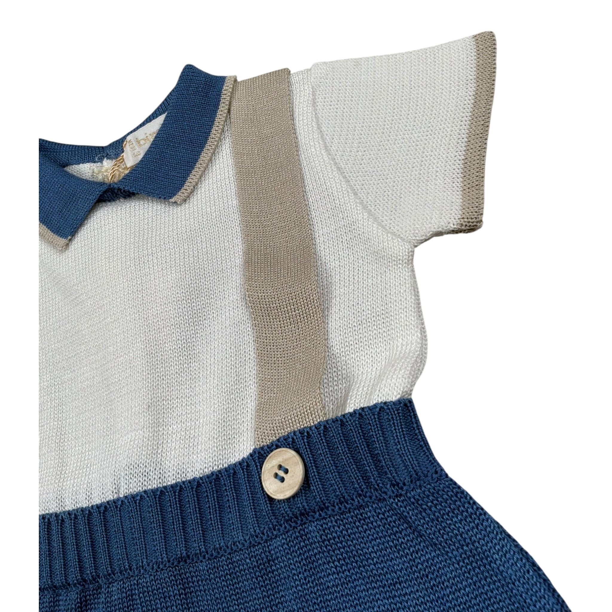 Bimbalo' Pagliaccetto Bicolore Mezza Manica per Neonato 7620 BIANCO/BLU BIMBALO' 