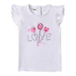 I Do T-Shirt Girocollo Tinta Unita con Stampa per Bambina 4B517 BIANCO I DO 