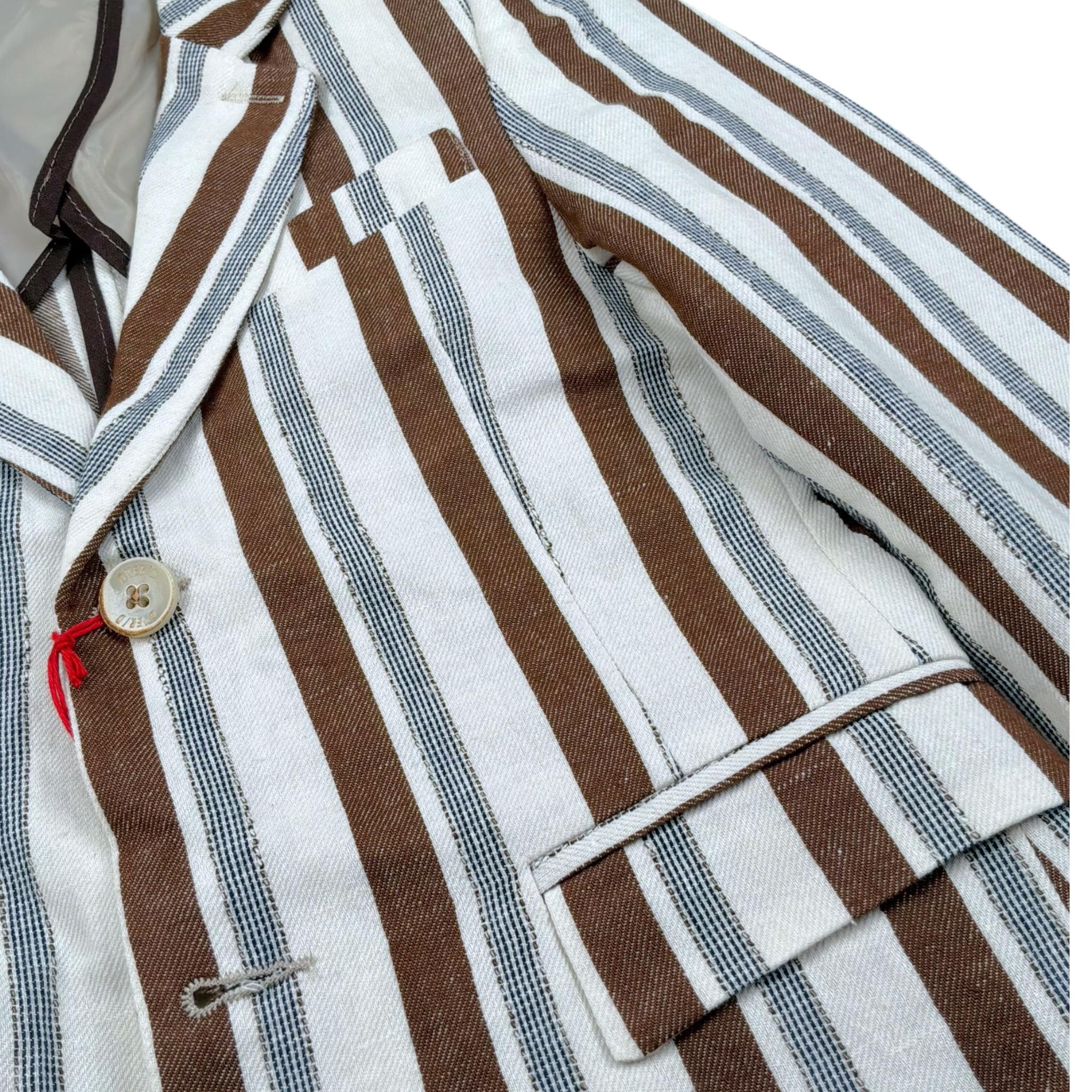 Over-D Giacca Bicolore con Fantasia A Righe per Bambino OK715GC BIANCO/MARRONE OVER-D 