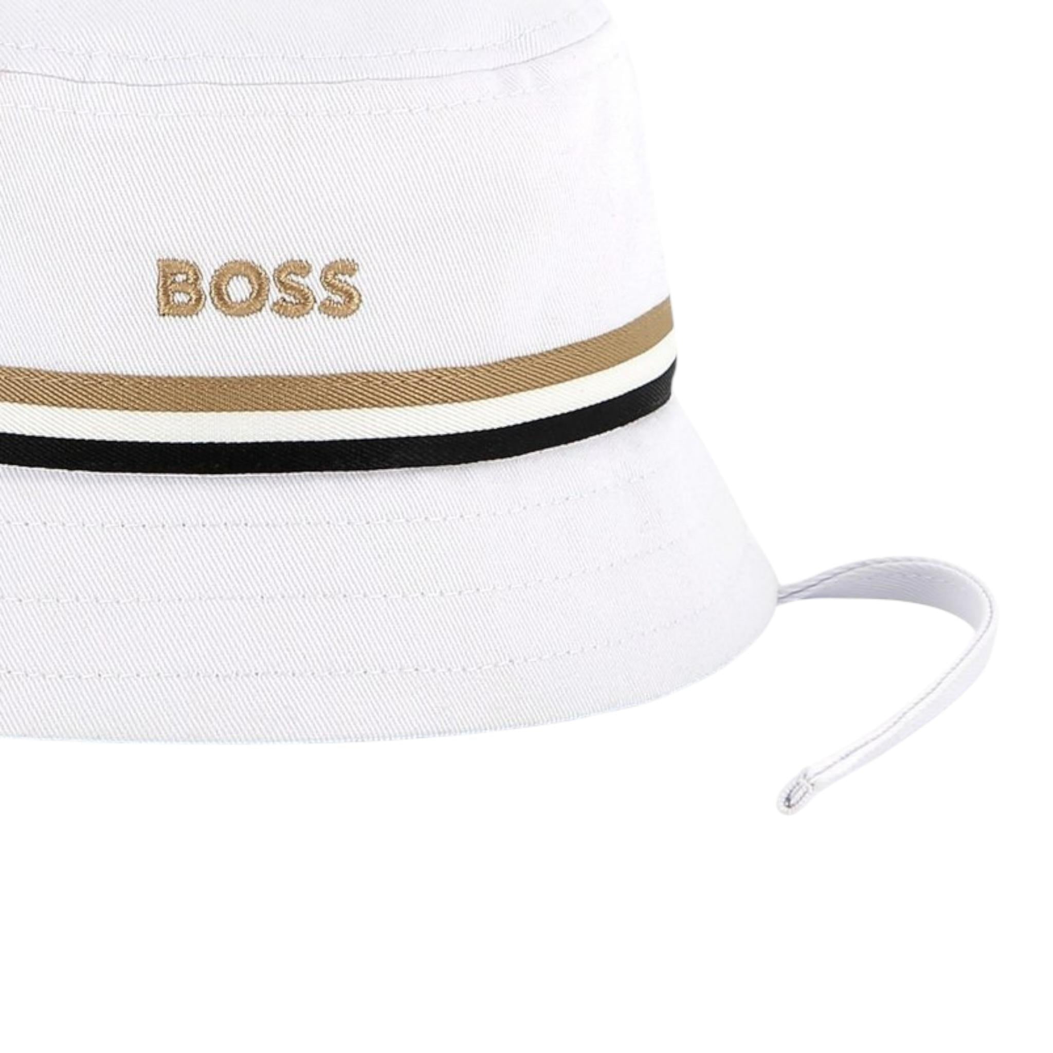 Boss Cappello Pescatore Tinta Unita con Logo per Neonato J51677 BIANCO BOSS 
