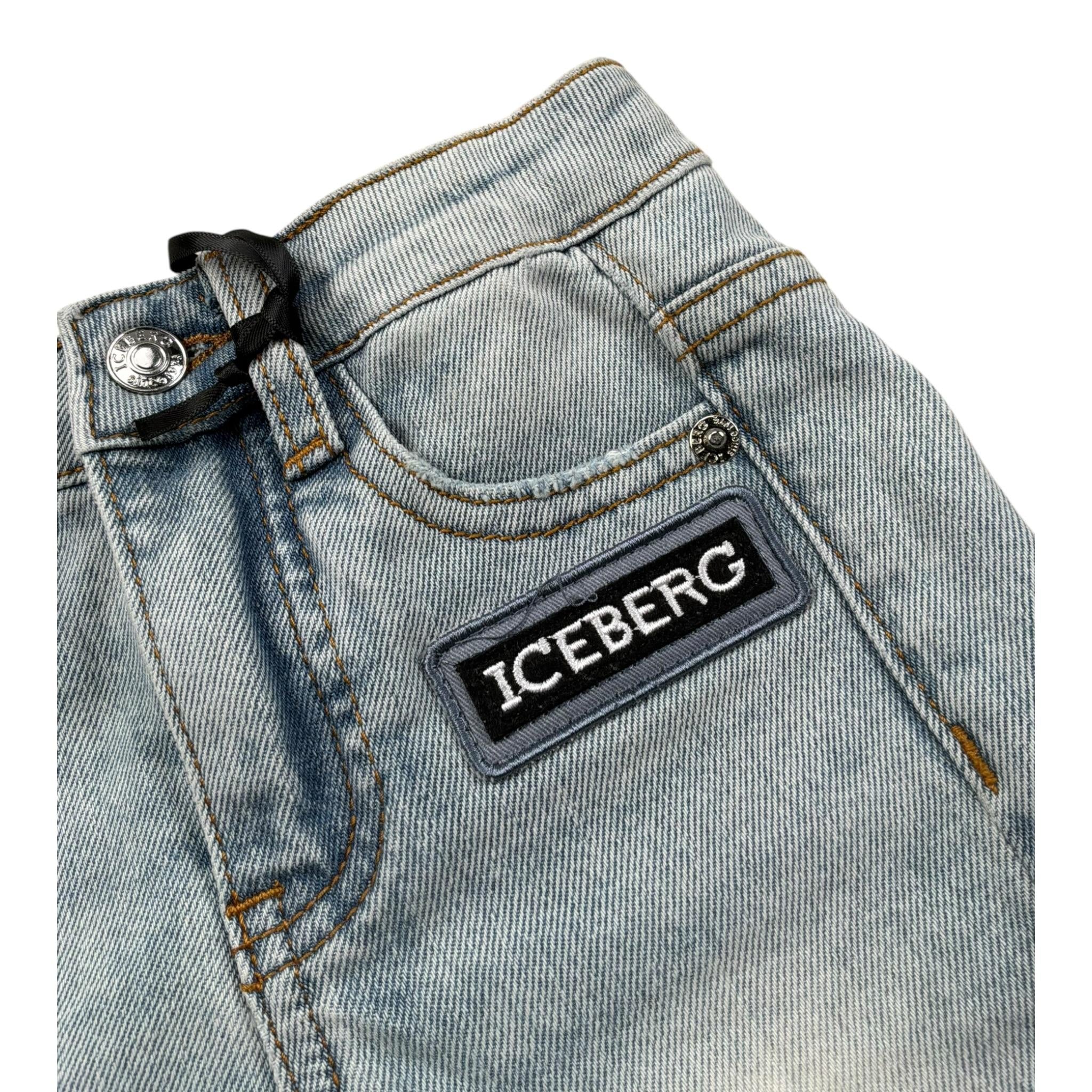 Iceberg Bermuda In Denim Tinta Unita con Girovita Regolabile per Neonato BMICE5100BXX AZZURRO ICEBERG 