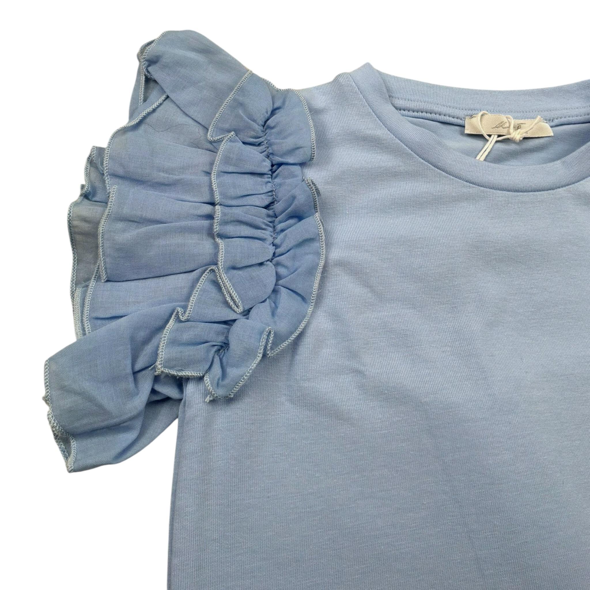 M+E' T-Shirt Girocollo Tinta Unita con Tulle per Bambina UE1373 AZZURRO M+E' 