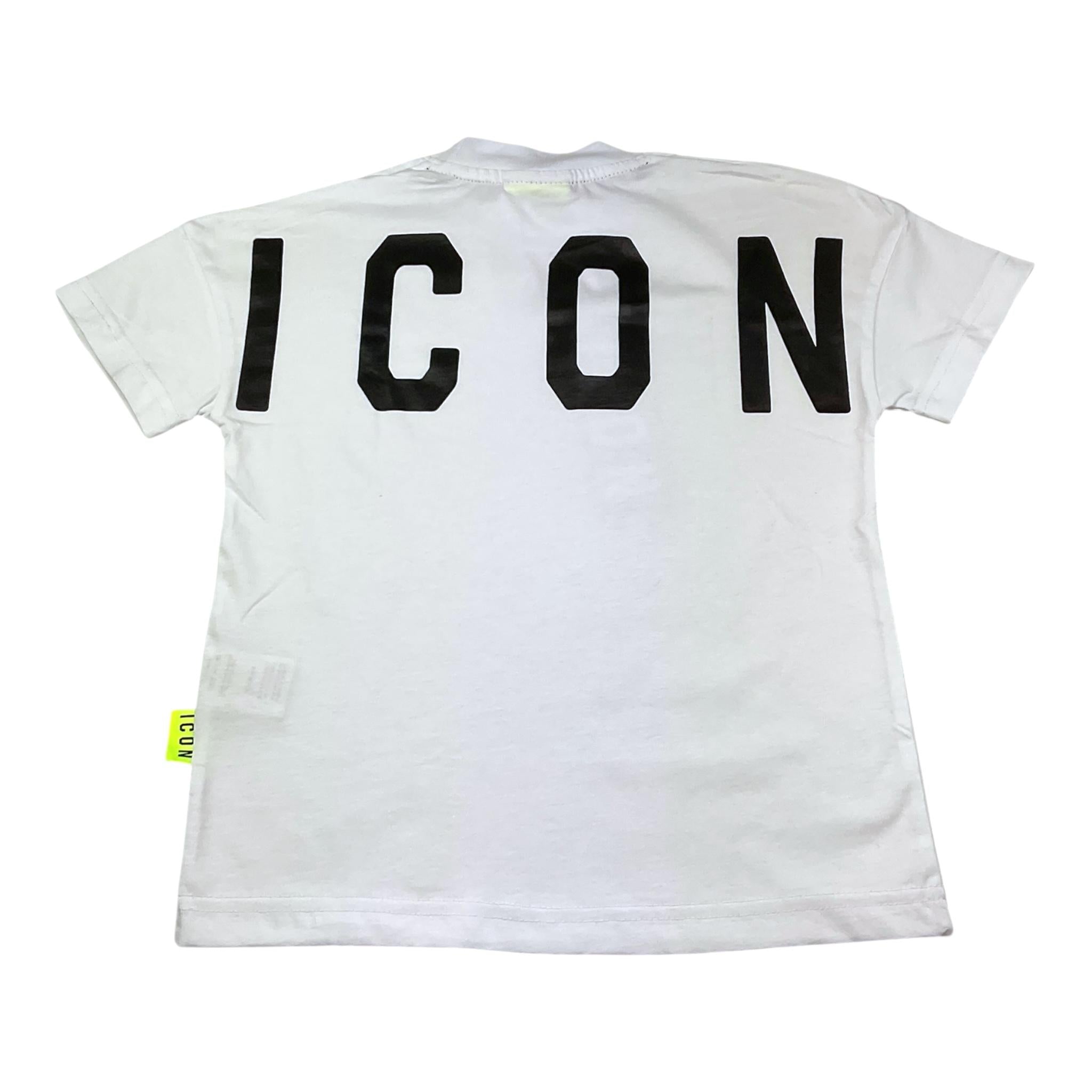 Icon T-Shirt Tinta Unita Mezzo Collo con Stampa per Bambino IBKS058402 BIANCO ICON 