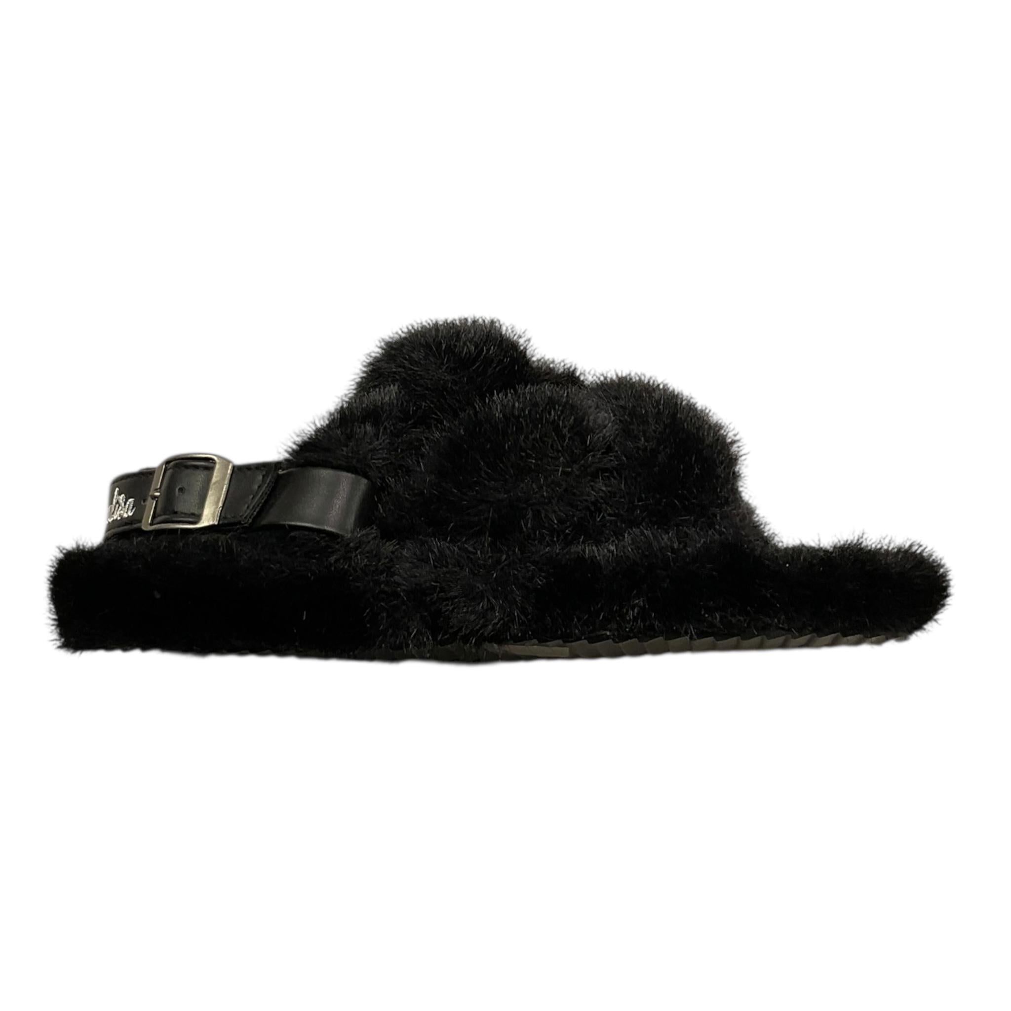 MONNALISA ciabatte tinta unita in peluche Nero per Bambina 8CB016 NERO MONNALISA 