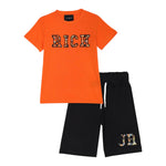 John Richmond Completo 2 Pezzi T-Shirt-Bermuda Bicolore Arancione/Nero per Bambino RBP25161CJX ARANCIONE/NERO JOHN RICHMOND 