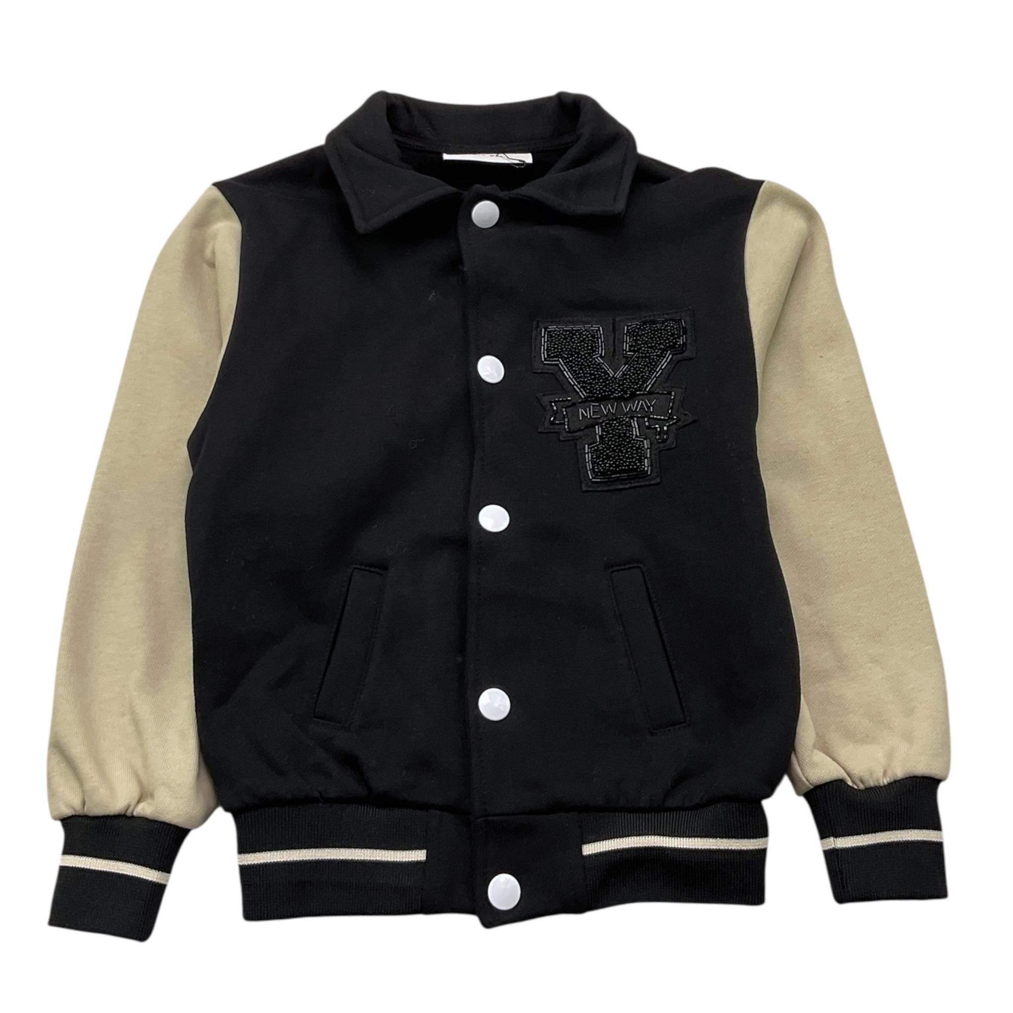 YES LONDON felpa con bottoni tinta unita con maniche in contrasto Nero per Bambino JR5071 NERO YES LONDON 