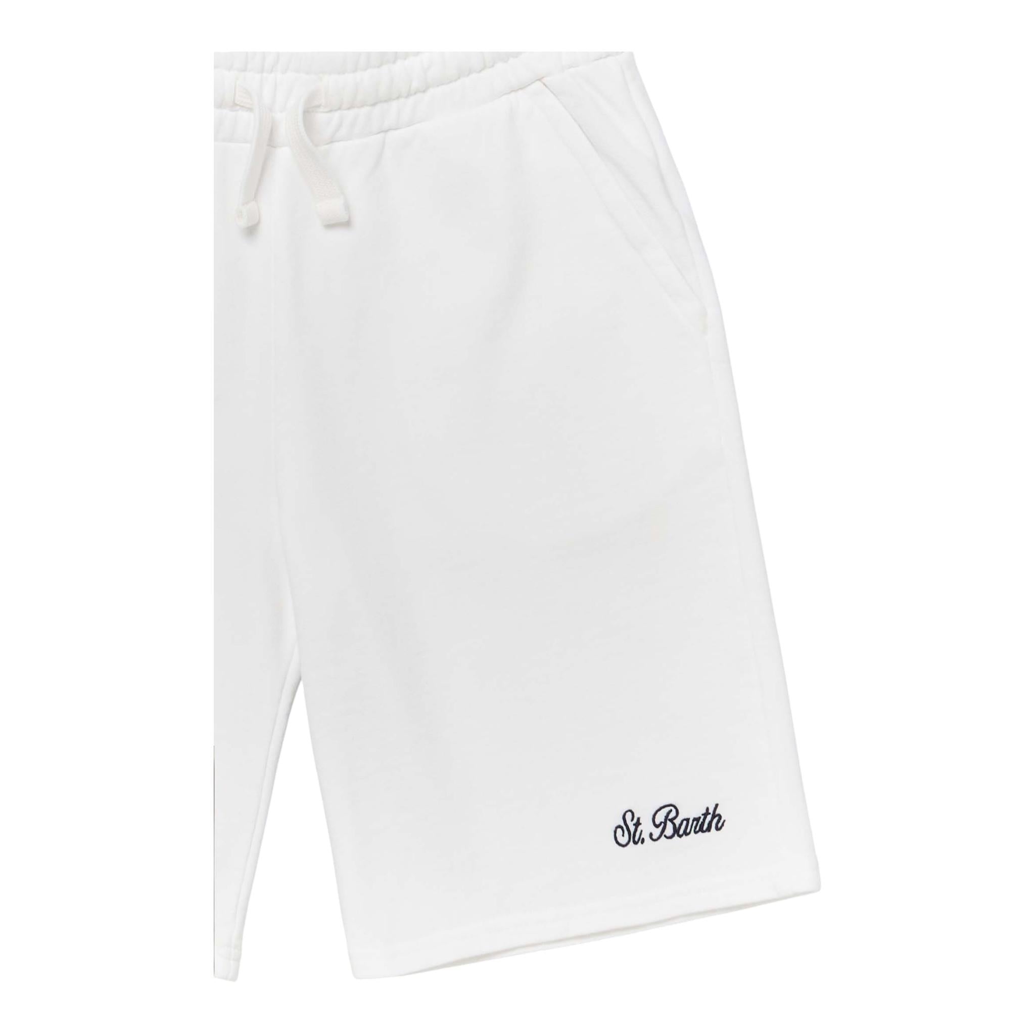 Saint Barth Bermuda Tinta Unita con Elastico In Vita per Bambino RANL001 BIANCO SAINT BARTH 