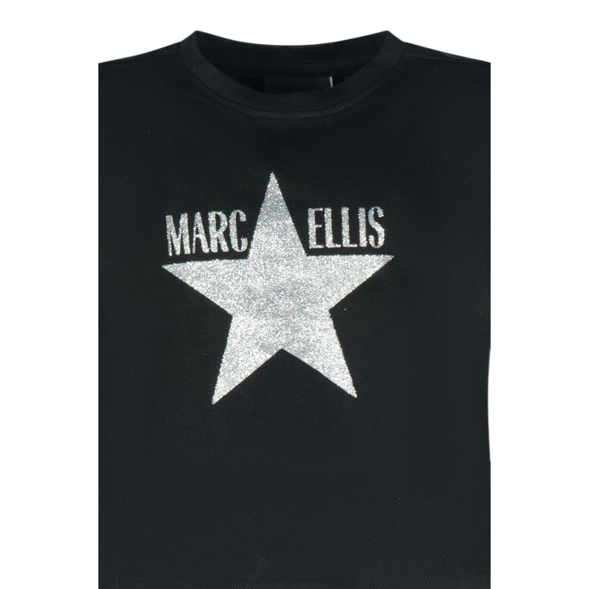 Marc Ellis T-Shirt Girocollo Tinta Unita con Brillantini per Bambina JMJTS16519 NERO MARC ELLIS 