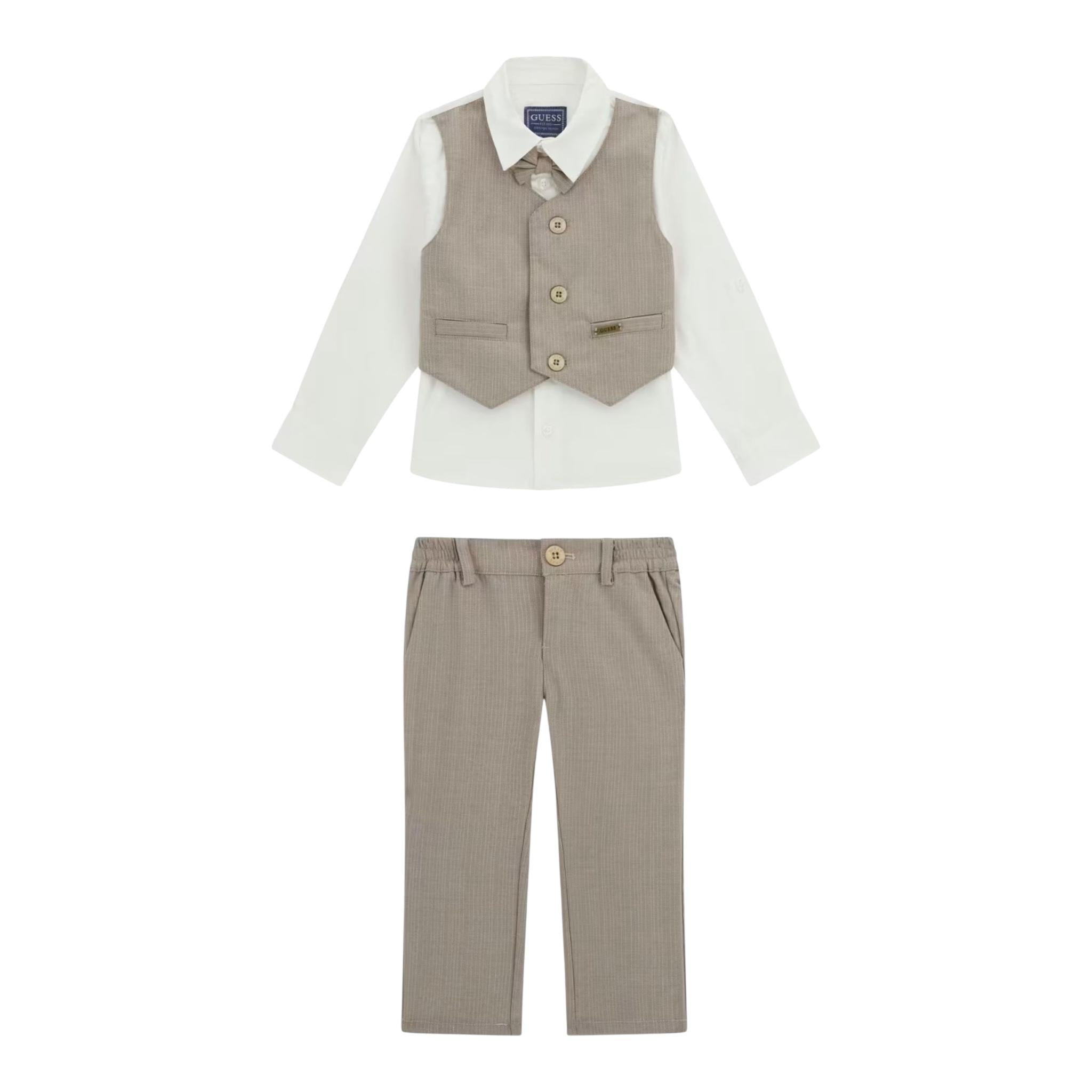 Guess Completo 3 Pezzi Camicia-Pantalone-Papillions per Neonato N5RG03WGTW0 SABBIA GUESS 
