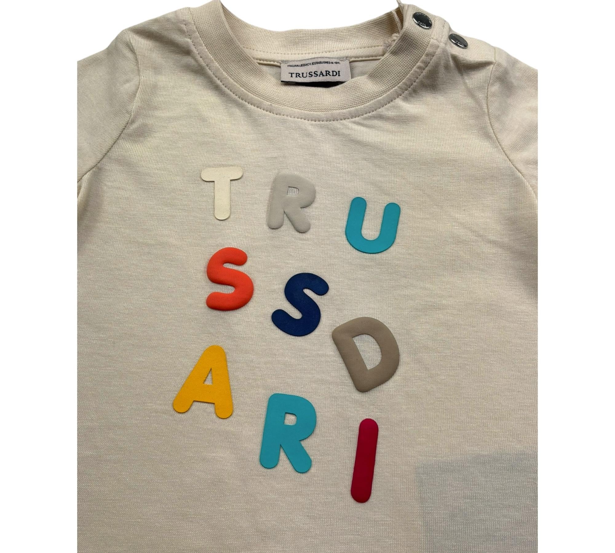 Trussardi T-Shirt Girocollo Tinta Unita con Stampe per Neonato TIP26070TS BEIGE TRUSSARDI 