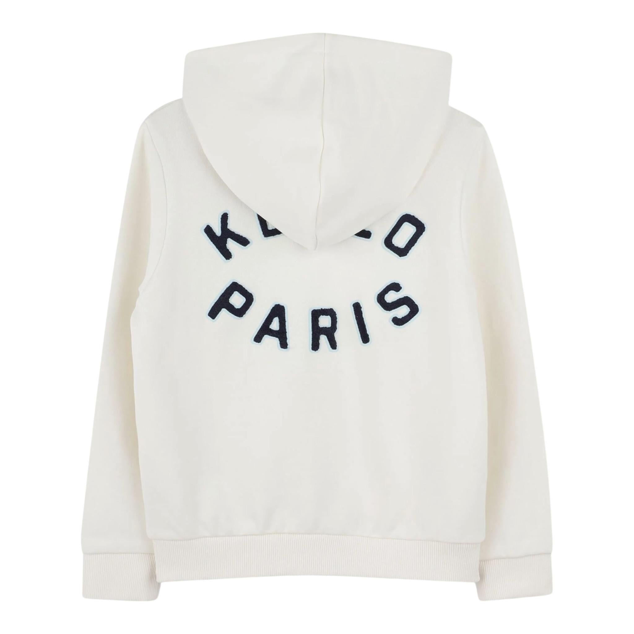 Kenzo Felpa con Zip E Cappuccio Tinta Unita con Logo per Neonato K61176N PANNA KENZO 