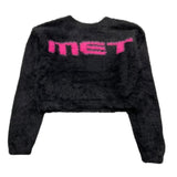 MET maglia girocollo tinta unita con stampa Nero per Bambina ME486 NERO MET 