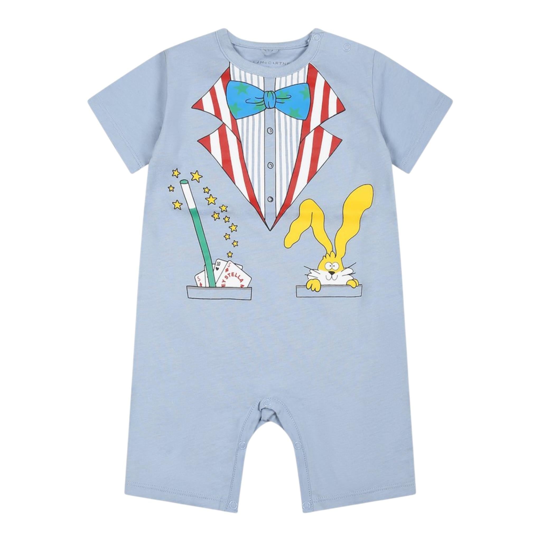 Stella Mccartney Pagliaccetto Mezza Manica Tinta Unita con Stampa per Bambino TWC511 AZZURRO STELLA McCARTNEY 