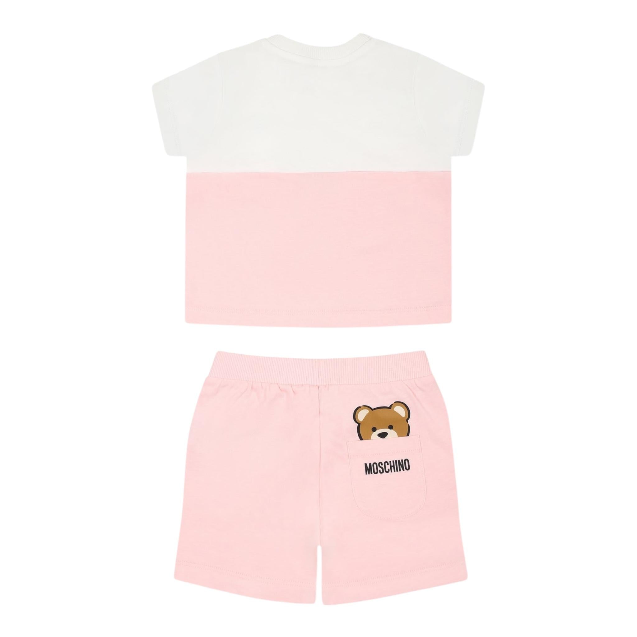 Moschino Completo 2 Pezzi T-Shirt-Bermuda Bicolore per Neonata MUG01FA ROSA MOSCHINO 