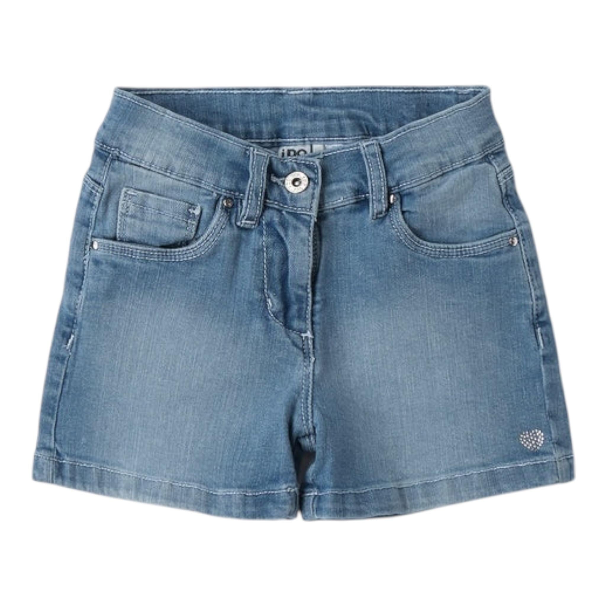 I Do Short In Denim Tinta Unita con Girovita Regolabile per Neonata 4B537N AZZURRO I DO 
