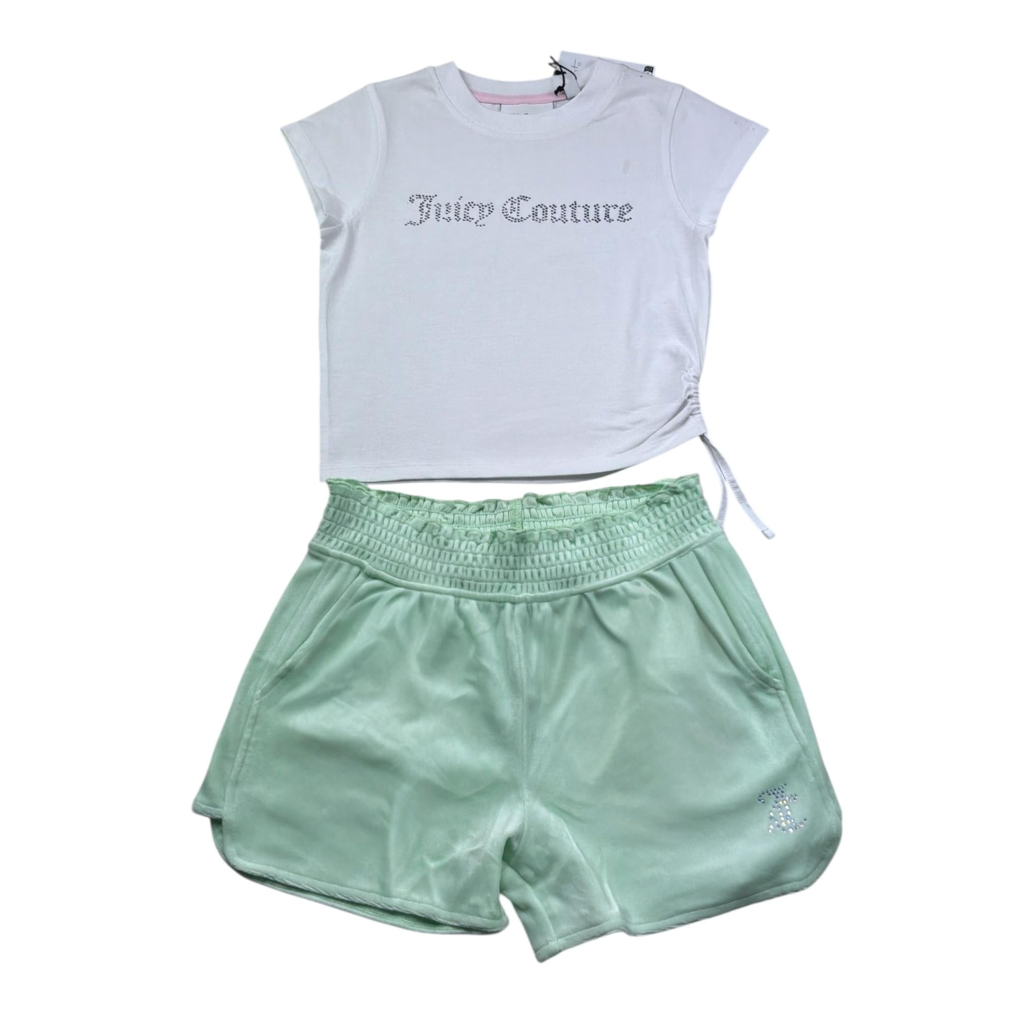 Juicy Couture Completo 2 Pezzi T-Shirt-Short Bicolore per Bambina JBX6699 BIANCO JUICY COUTURE 