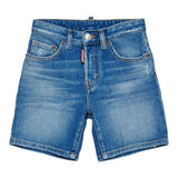 Dsquared2 Bermuda In Denim Tinta Unita per Bambino DQ2838XX AZZURRO DSQUARED2 