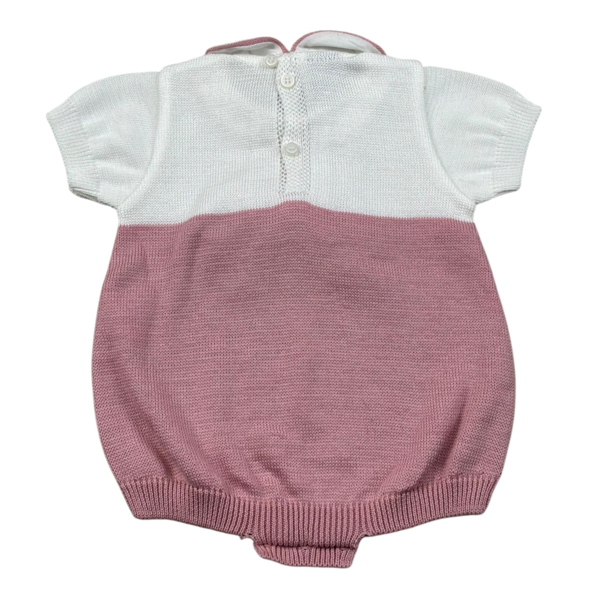 Marlu' Pagliaccetto Bicolore Mezza Manica per Neonata EB2323 BIANCO/ROSA MARLU' 