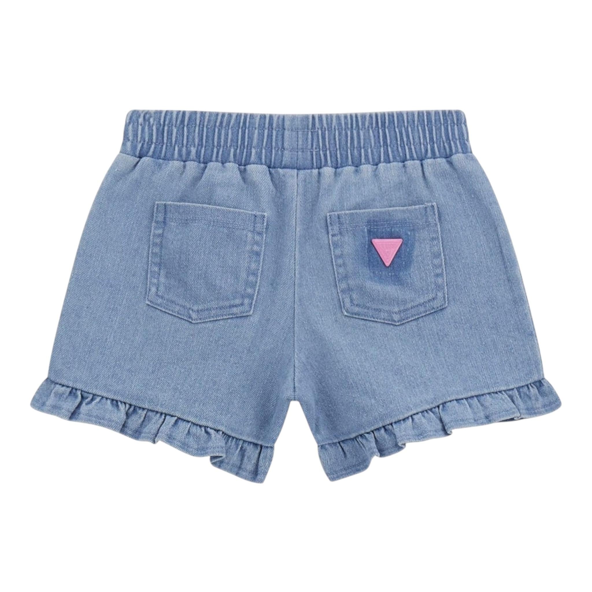 Guess Short In Denim Tinta Unita con Elastico In Vita per Neonata K5GD04D5160XN AZZURRO GUESS 