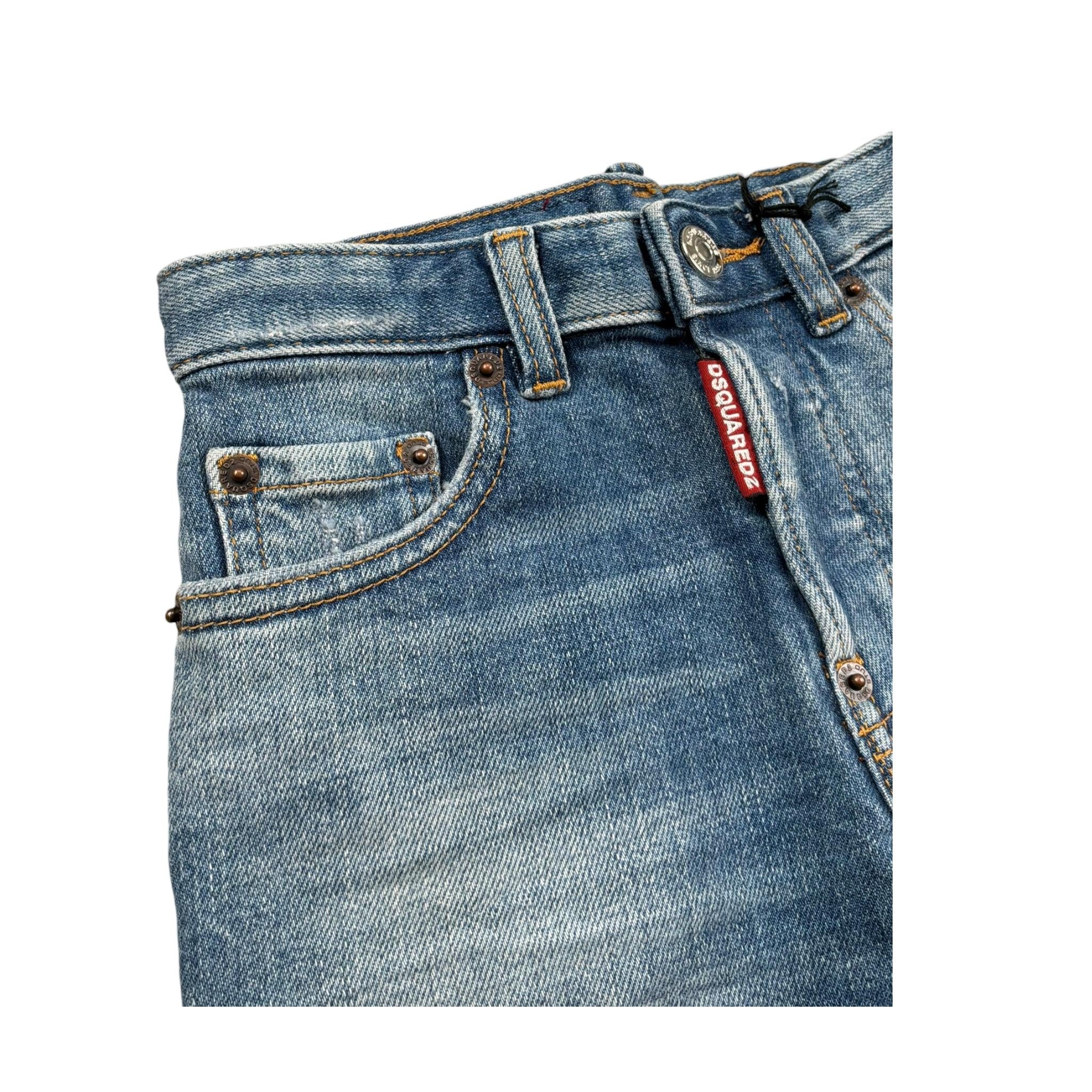 Dsquared2 Bermuda In Denim Tinta Unita per Bambino DQ2838X BLU DSQUARED2 