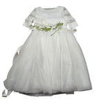 Raffaella Abito Cerimonia Tinta Unita con Ricami  per Bambina GALLIPOLI BIANCO RAFFAELLA 
