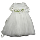 Raffaella Abito Cerimonia Tinta Unita con Ricami  per Bambina GALLIPOLI BIANCO RAFFAELLA 