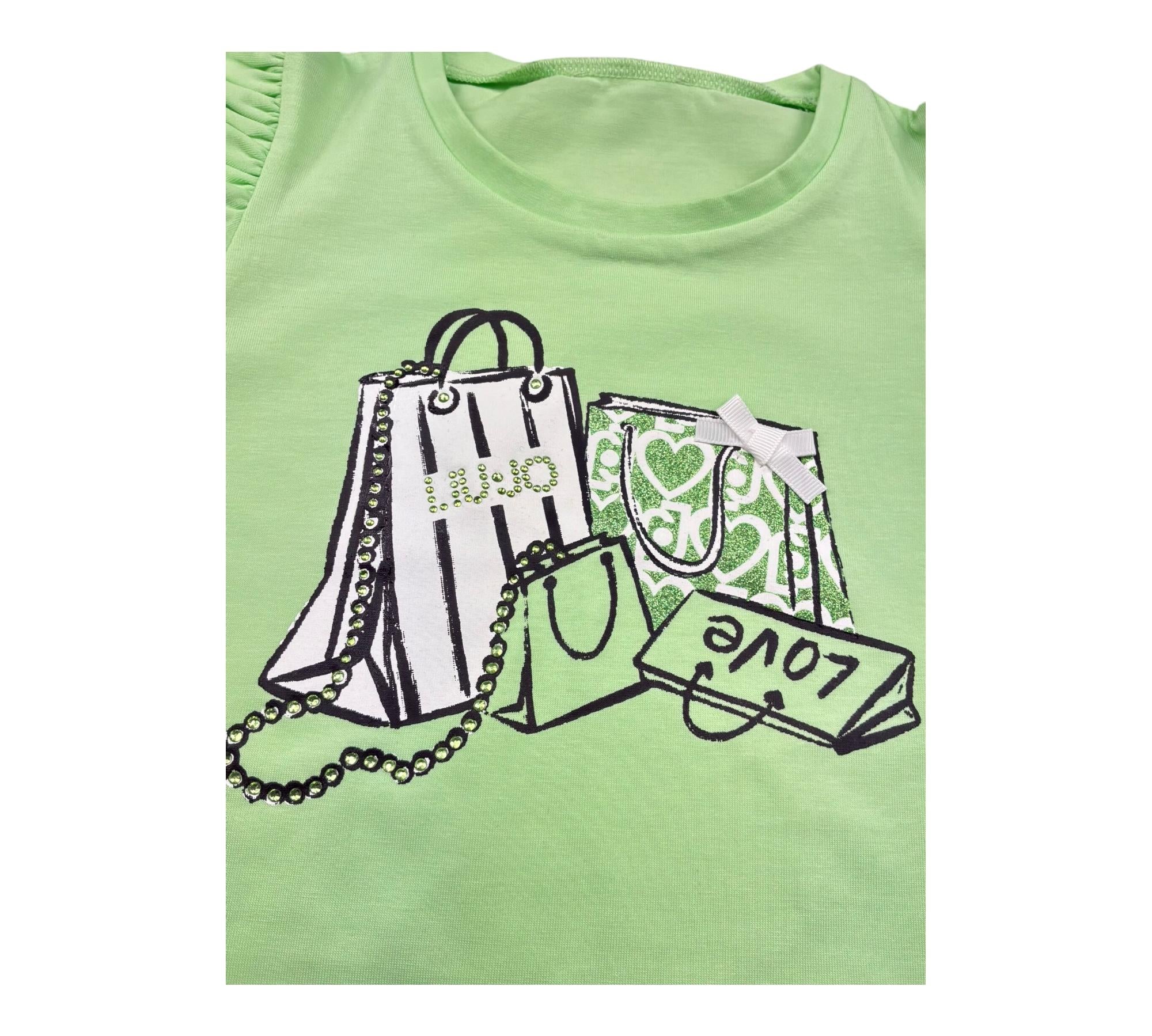 Liu Jo Abito Tinta Unita con Brillantini per Bambina KA5037J5003J VERDE LIU JO 