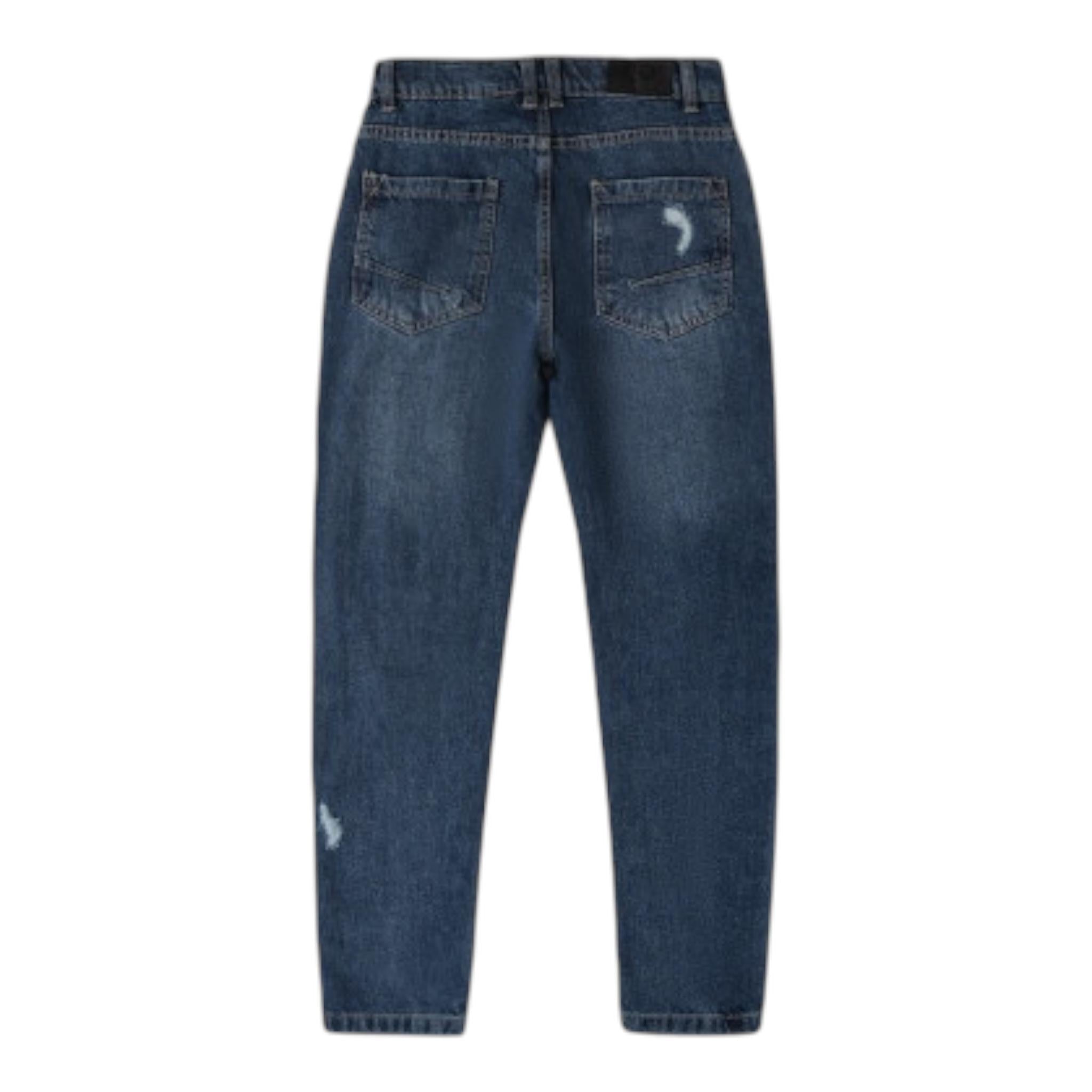 SARABANDA jeans tinta unita con strappi e girovita regolabile Blu per Bambino 0A534 BLU SARABANDA 