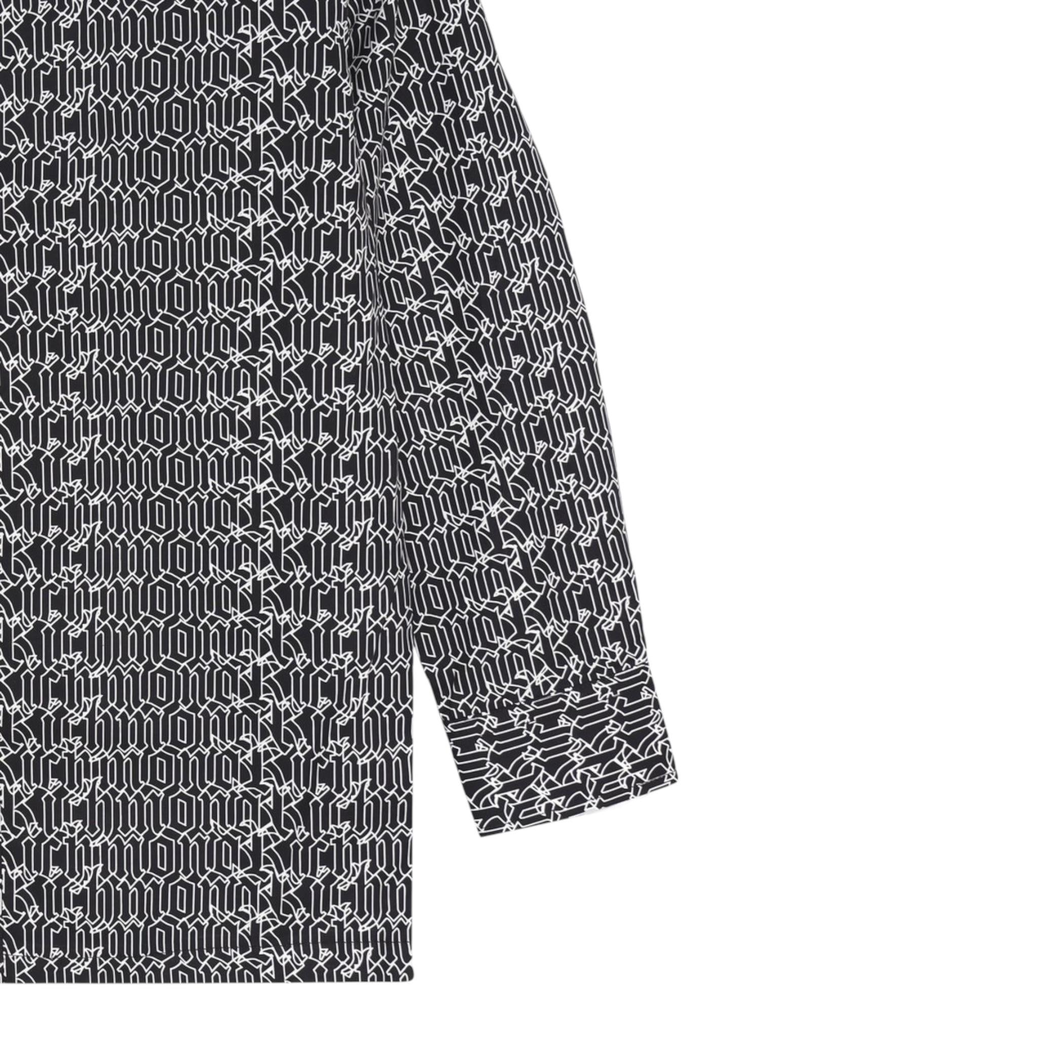 John Richmond Camicia Manica Lunga Tinta Unita con Stampe Logo per Bambino RIP25076CAJ NERO JOHN RICHMOND 