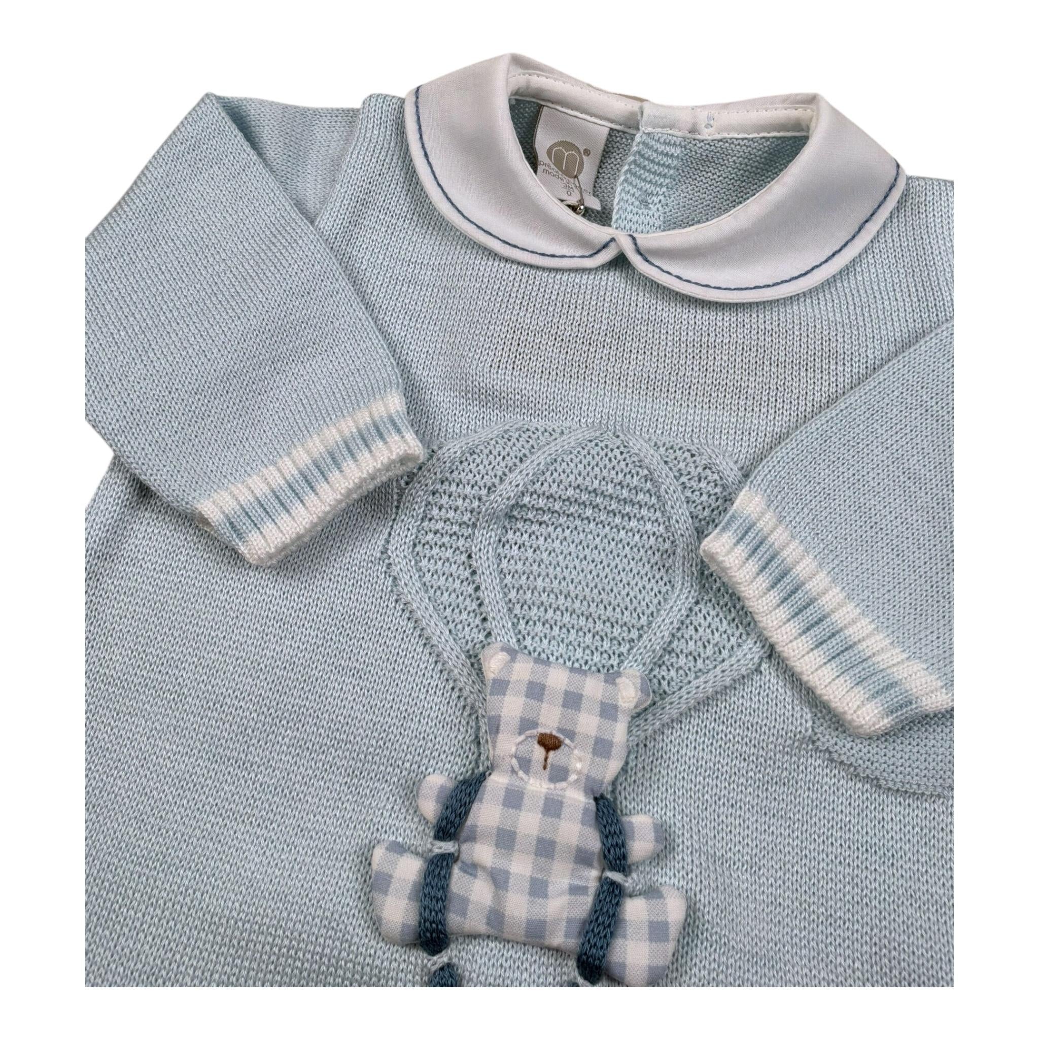 Marlu' Tutina Manica Lunga Tinta Unita con Ricami per Neonato EB6710 AZZURRO MARLU' 