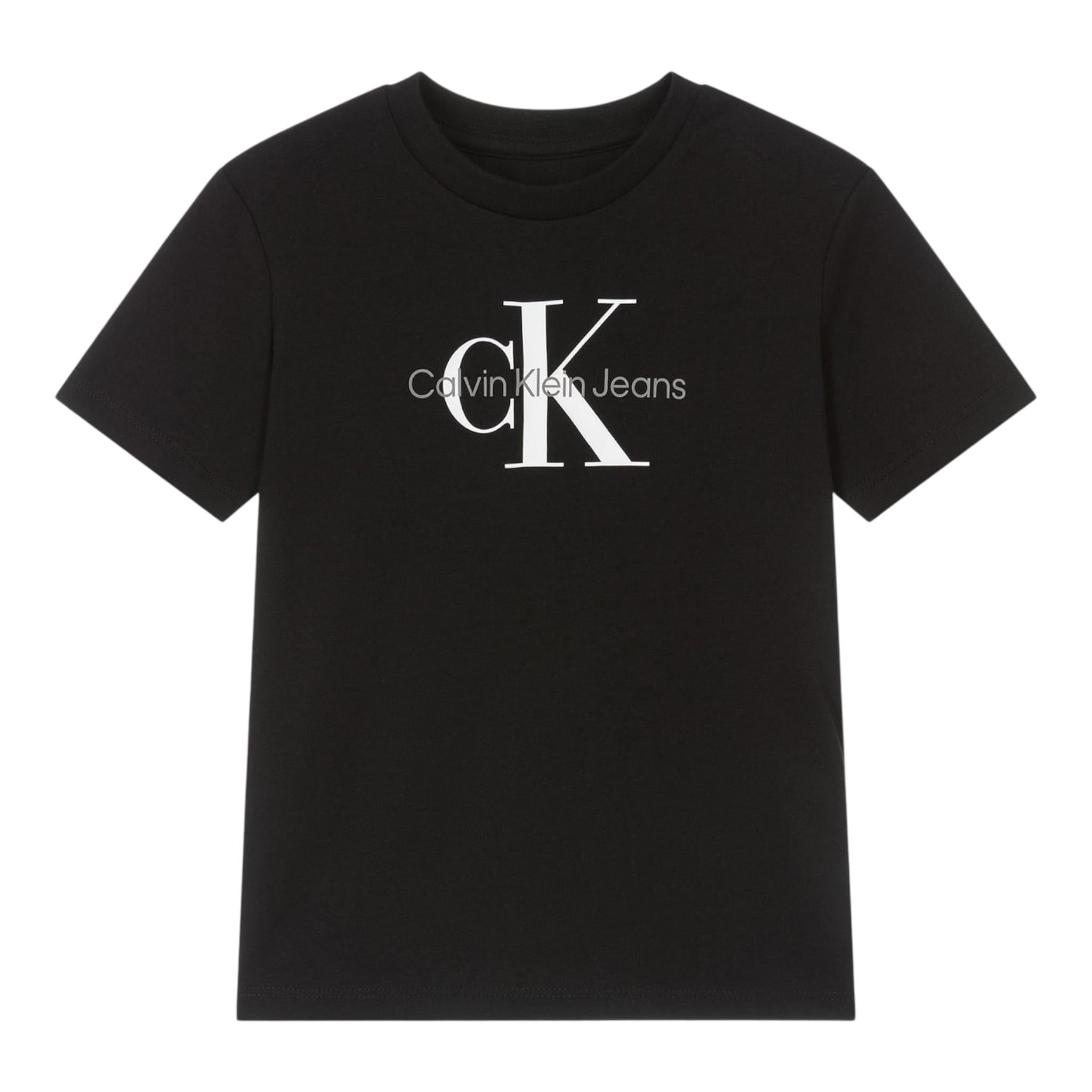 Calvin Klein T-Shirt Girocollo Tinta Unita con Stampa per Bambino IU0IU00676X NERO CALVIN KLEIN 