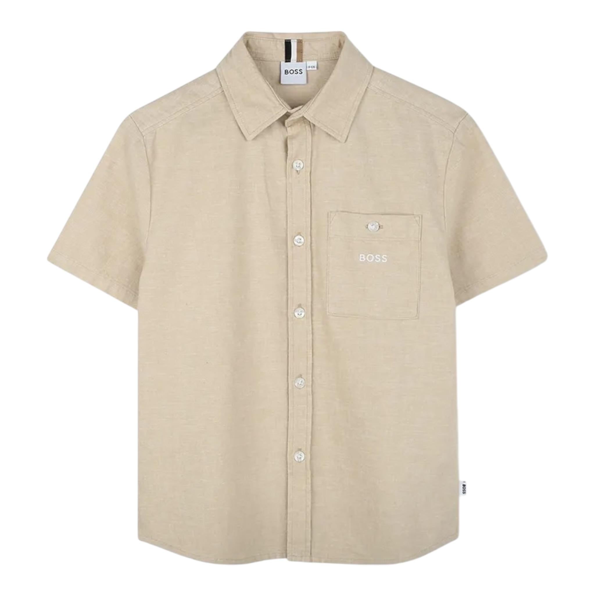 Boss Camicia Mezza Manica Tinta Unita per Bambino J52008X BEIGE BOSS 