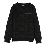 BALMAIN felpa chiusa girocollo tinta unita cn logo Nero per Bambino BT4P90 NERO BALMAIN 